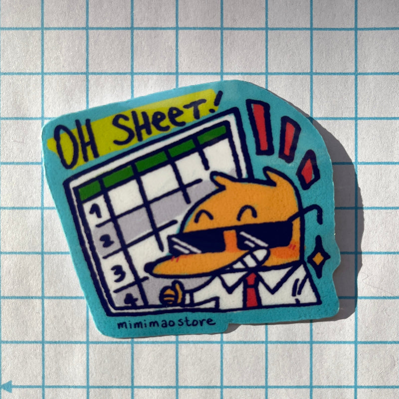 Cartoon character with a spreadsheet on a checkered background